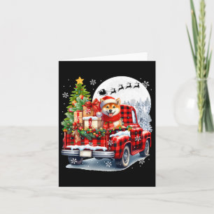 Santa Shiba Inu On Pickup Truck Christmas Owner Ki Card