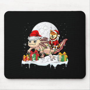 Santa Shiba Inu Riding Axolotl Christmas Owner Kid Mouse Mat