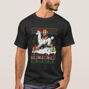 Santa Shiba Inu Riding Llama Christmas Sweater Lov