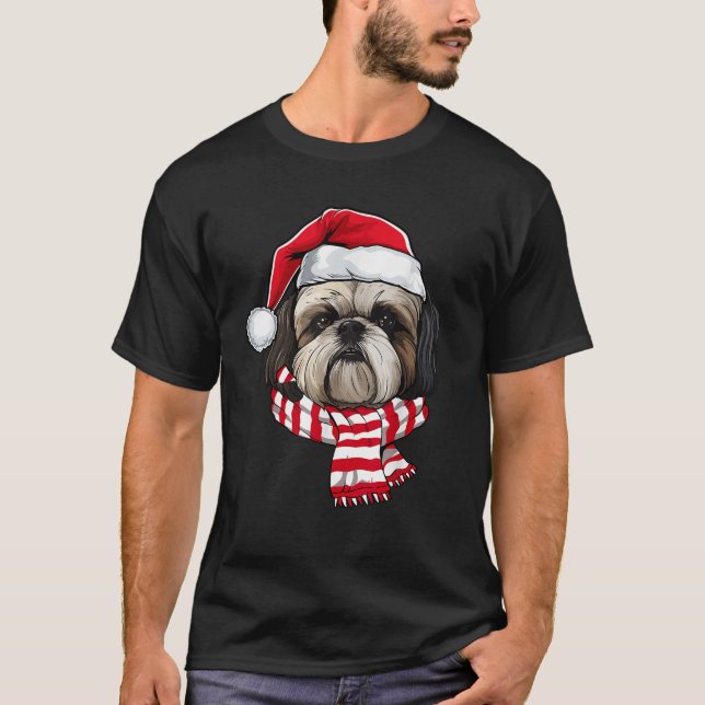 Santa Shih Tzu Christmas Dog Lover Men Women Kids  T-Shirt (Front)