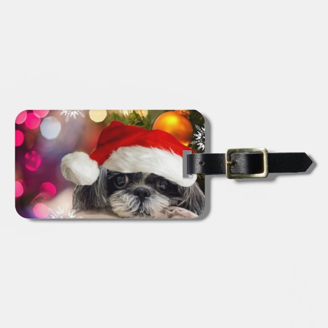 Santa Shih Tzu Luggage Tag (Front Horizontal)