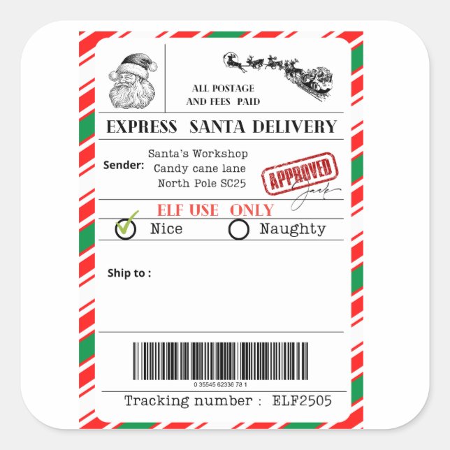 Santa shipping label (Front)