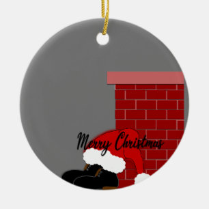 santa shoes chimney ceramic tree decoration