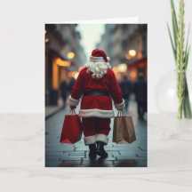 Santa shopping Xmas card 