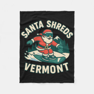 Santa Shreds Vt Shirt Funny Skiing Snowboard Xmas Fleece Blanket