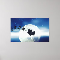 Santa Silhouette Over The Moon Wall Art