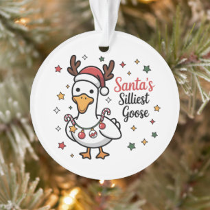 Santa Silly Goose Christmas Duck Funny Cute Ornament