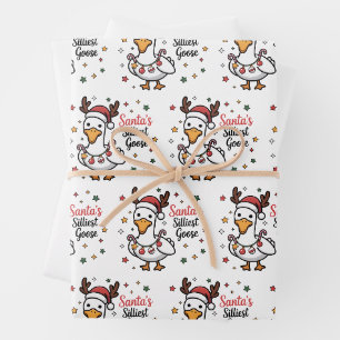 Santa Silly Goose Christmas Duck Funny Cute Wrapping Paper Sheet