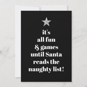 Santa Silver Star Modern Tree Font Funny Quote Holiday Card