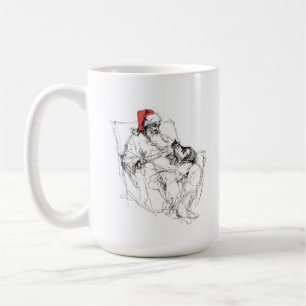 Santa Sitting with Cat on Lap Coffee Mug
