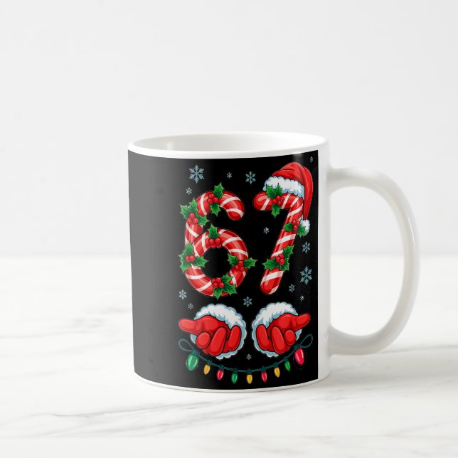 Santa Six Seven 67 Meme Christmas 67 Candy Cane Ki Coffee Mug (Right)