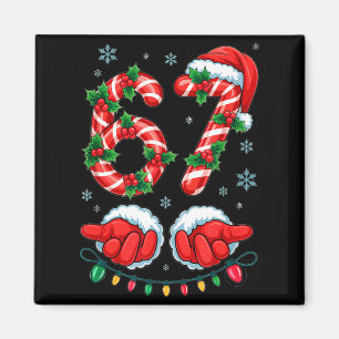 Santa Six Seven 67 Meme Christmas 67 Candy Cane Ki Magnet