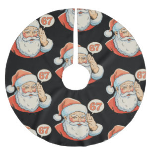 Santa Six Seven 6 7 67 Christmas Funny Xmas Meme Brushed Polyester Tree Skirt