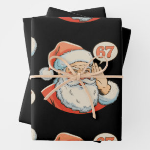 Santa Six Seven 6 7 67 Christmas Funny Xmas Meme Wrapping Paper Sheet