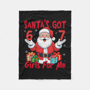 Santa Six Seven Meme Christmas Gen Z Meme Fleece Blanket