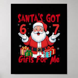 Santa Six Seven Meme Christmas Gen Z Meme  Poster