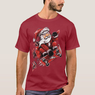 Santa Skateboarding T-Shirt