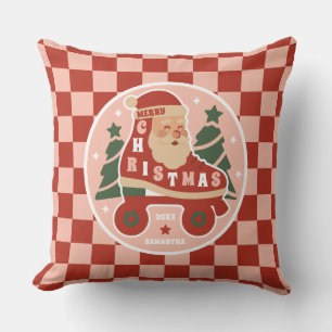 Santa Skates Retro Roller Skating Christmas Cushion