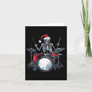 Santa Skeleton Playing Drum Percussionist Drummer  Card