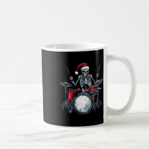 Santa Skeleton Playing Drum Percussionist Drummer Coffee Mug