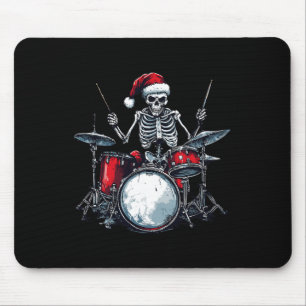 Santa Skeleton Playing Drum Percussionist Drummer Mouse Mat