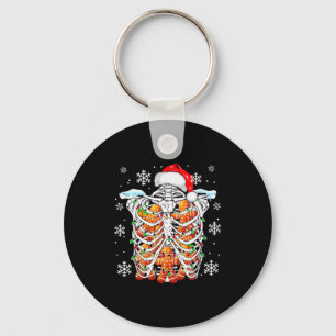 Santa Skeleton Rib Cage X-ray Gingerbreads Colorfu Key Ring