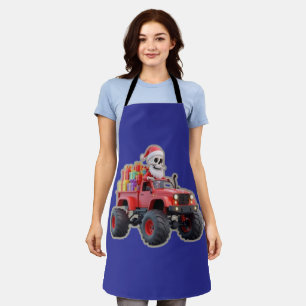 Santa Skeleton Riding a Trunk Delivering Gifts – C Apron