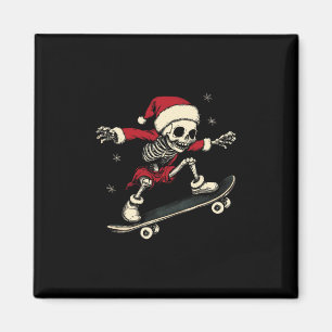Santa Skeleton Skateboarding Boys Kids Skater Chri Magnet