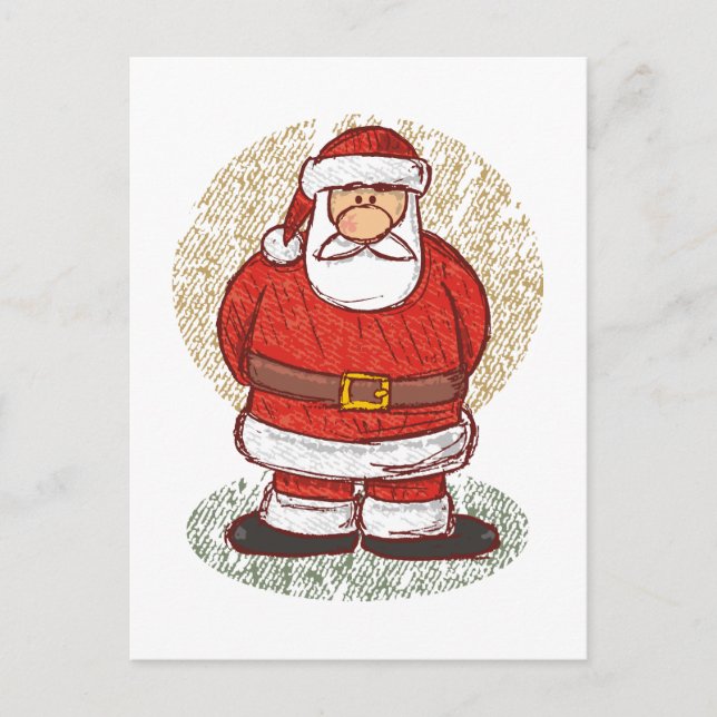 Santa sketch holiday postcard (Front)
