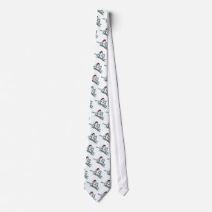 Santa skier fun holiday necktie