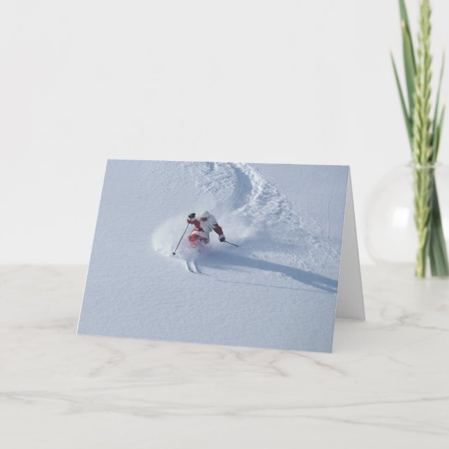 Santa Skiing at Snowbird Ski Resort, Wasatch Holiday Card (Front)
