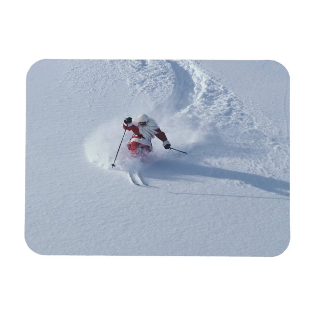 Santa Skiing at Snowbird Ski Resort, Wasatch Magnet (Horizontal)