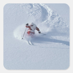 Santa Skiing at Snowbird Ski Resort, Wasatch Square Sticker