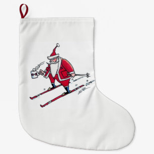Santa Skiing Christmas stocking large