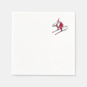 Santa Skiing cocktail paper napkins
