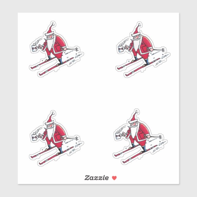 Santa Skiing contour stickers 4 (Sheet)