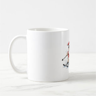 Santa Skiing Downhill Christmas Coffee Mug