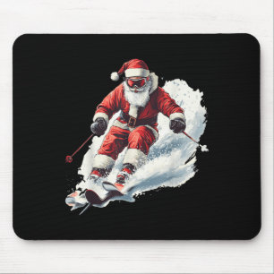 Santa Skiing Funny Christmas Skier Ski Racer Xmas Mouse Mat