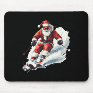 Santa Skiing Funny Christmas Skier Ski Racer Xmas Mouse Mat