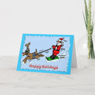 Santa Skiing Holiday Card