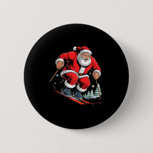 Santa Skiing Lover Funny Holiday Christmas Xmas Pa 6 Cm Round Badge