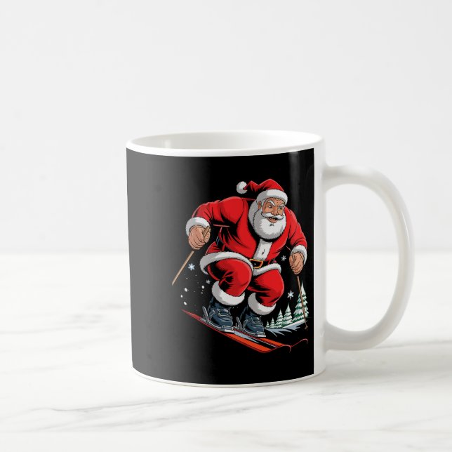 Santa Skiing Lover Funny Holiday Christmas Xmas Pa Coffee Mug (Right)