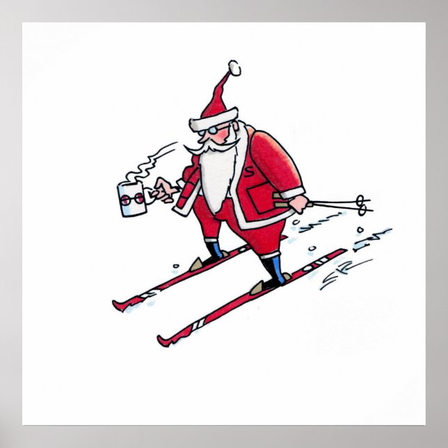 Santa Skiing matte poster (Front)