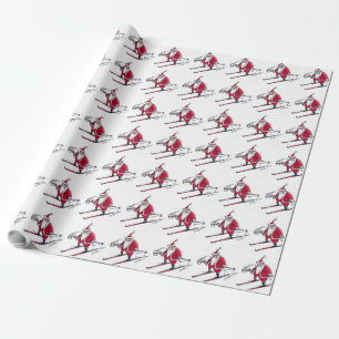 Santa Skiing matte wrapping paper