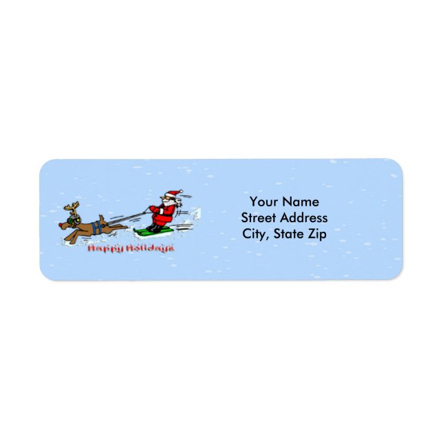 Santa Skiing Return Address Label (Front)
