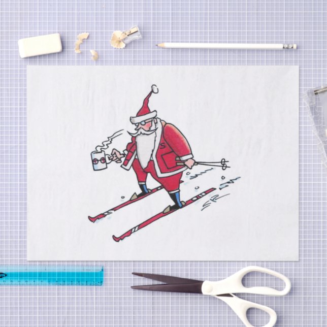 Santa Skiing tissue paper large (Craft)