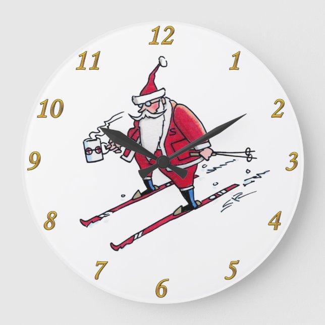 Santa Skiing wall clock (Front)