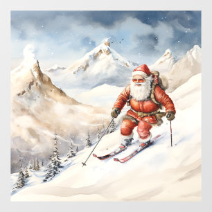 Santa Skiing Window Cling