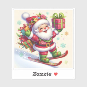 Santa Skiing With Colourful Gifts