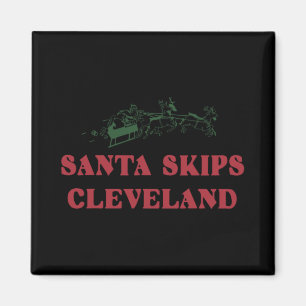 Santa Skips Cleveland Funny Santa Reindeer Xmas Ch Magnet